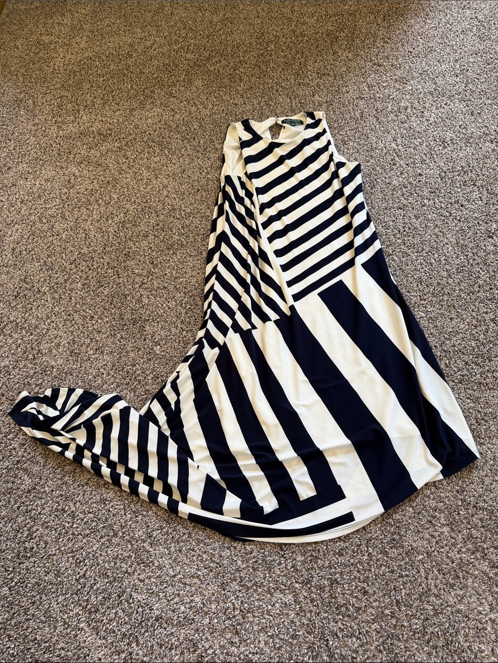 Ralph Lauren Navy and Cream Striped Maxi Dress Size 4